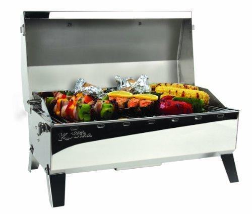 Kuuma Premium Stainless Steel Mountable Charcoal Grill w/Inner Lid Liner by Camco -Compact Portable Size Perfect for Boats, Tailgating and More - Stow N Go 160" (58110)