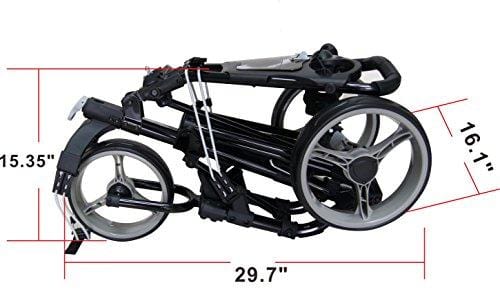 Qwik-Fold 3 Wheel Push Pull Golf CART - Foot Brake - ONE Second to Open & Close! (Black/Charcoal)