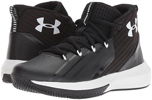 Under Armour Boys' Grade School Launch Basketball Shoe, Black (002)/White, 5.5