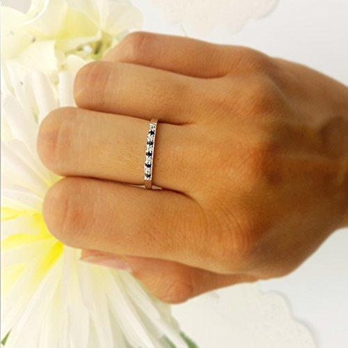 Dazzlingrock Collection 10K Round Blue Sapphire & White Diamond Ladies Wedding Band Ring, White Gold, Size 6