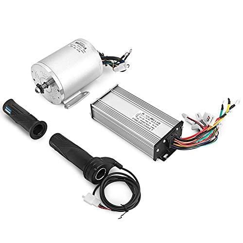 Mophorn 1800W Electric Brushless DC Motor Kit 48V High Speed Brushless Motor with 32A Speed Controller and Throttle Grip Kit for Go Karts E-bike Electric Throttle Motorcycle Scooter and More (1800W)