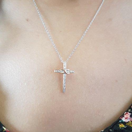 Dazzlingrock Collection 0.10 Carat (ctw) 14K Round White Diamond Ladies Cross Pendant (Silver Chain Included), Rose Gold