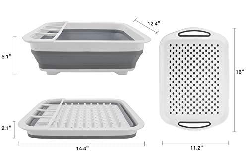 SPENING Collapsible Dish Drying Rack - Dish Drainer Drainboard Set for Small Kitchen Camper RV Caravan Travel Trailer