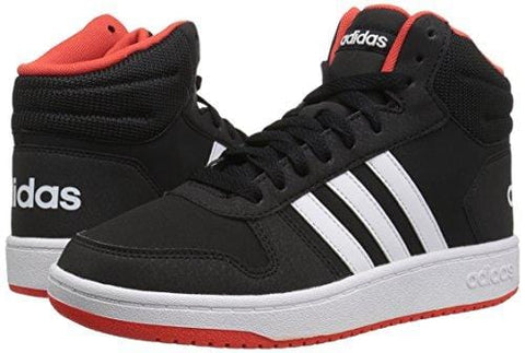 adidas Unisex Hoops 2.0 Basketball Shoe, black/white/red, 4 M US Big Kid