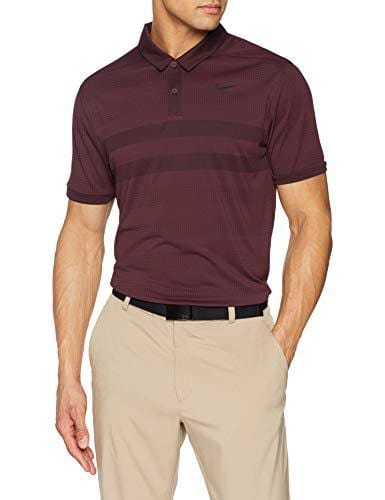 NIKE Zonal Cooling Stripe Golf Polo 2018 Burgundy Crush/Black Large