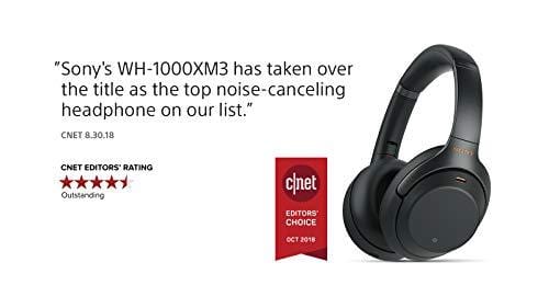 Sony Noise Cancelling Headphones WH1000XM3: Wireless Bluetooth Over the Ear Headphones with Mic and Alexa voice control - Industry Leading Active Noise Cancellation - Black