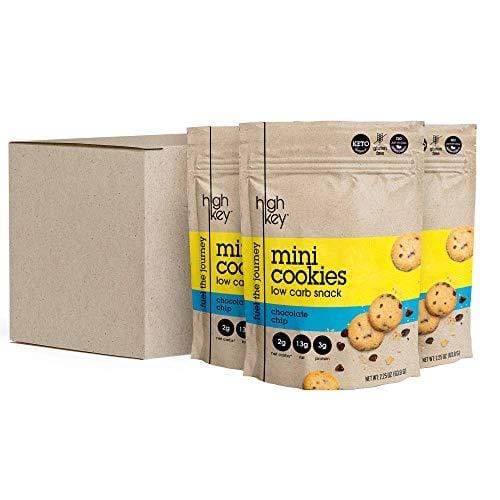 HighKey Snacks Keto Mini Cookies – Chocolate Chip, Pack of 3, 2.25oz Bags – Keto Friendly, Gluten Free, Low Carb, Healthy Snack - Sweet, Diet Friendly Dessert – Ketogenic Food with Natural Ingredients