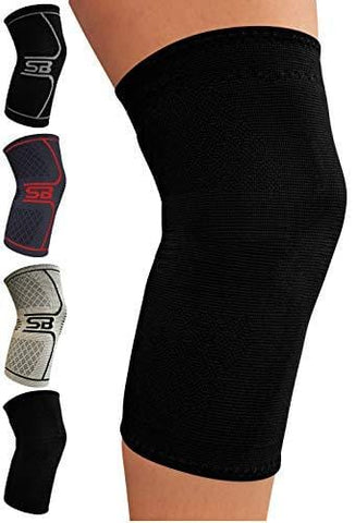 SB SOX Compression Knee Brace for Knee Pain - Braces and Supports Knee for Pain Relief, Meniscus Tear, Arthritis, Injury, Running, Joint Pain, Support (Medium, Solid - Black)