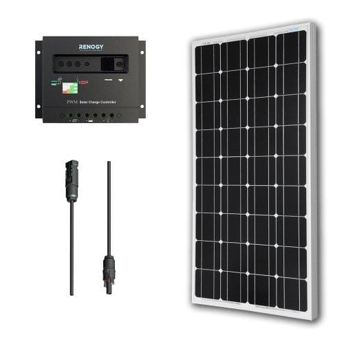 Renogy 100 Watts 12 Volts Monocrystalline Solar Panel Bundle Kit with 30A Negative ground Charge Controller+9in MC4 Adaptor Kit