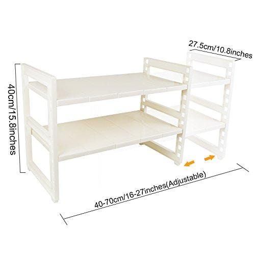 OBOR Expandable Under Sink Organizer - 2 Tier Multifunctional Storage Rack with Removable Shelves and Steel Pipes for Kitchen, Bathroom and Garden