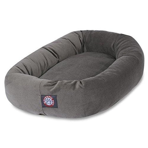 Majestic Pet 40" Gray Velvet Bagel Dog Bed