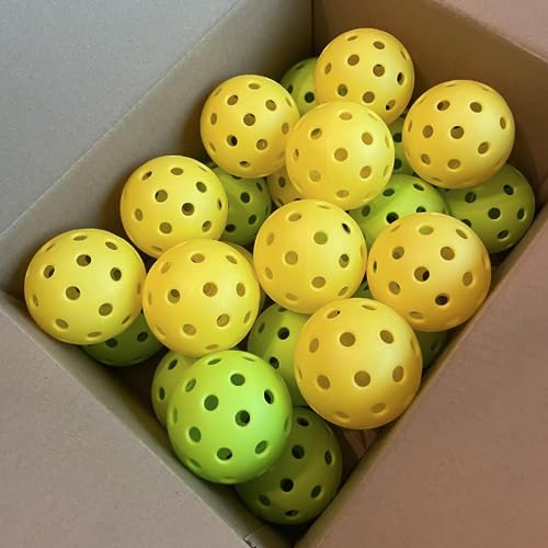 Wakefa Outdoor Pickleball Balls 24 Pack: 40 Holes Outdoor Pickle Balls Set with Nice Bounce High Visibility for Outdoor Courts Bright Green & Yellow Practice Pickleball