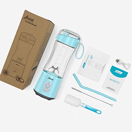 Portable Blender, Personal Size Blender Smoothies and Shakes, Mini Blender 4000mAh USB Rechargeable with Six Blades, Handheld Blender Sports,Travel,Gym (Blue)