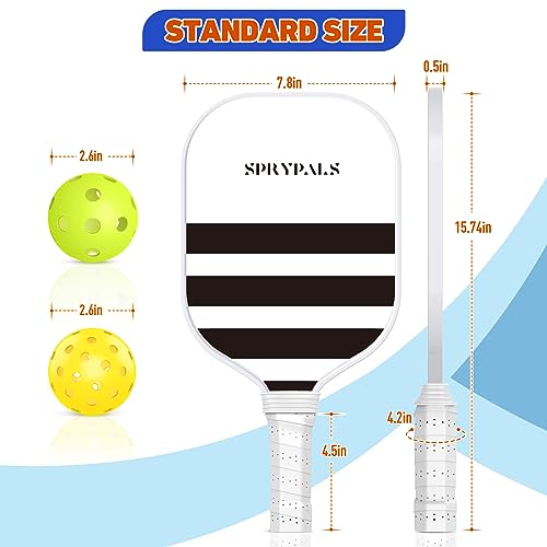 Sprypals Pickleball Paddles, USAPA Approved, Fiberglass Surface Pickleball Set with 2 Rackets, 4 Balls, Bag, Pickleball Paddles Gifts for Beginners& Intermediate Players (Horizontal)