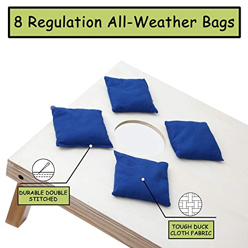 SPORT BEATS Cornhole Bags All Weather Cornhole Bean Bags Set of 8 for Cornhole Toss Games-Regulation Weight & Size-Includes Tote Bags