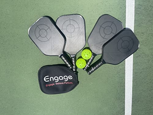 Engage Pursuit MX Graphite Pickleball Paddle – Rough Texture for Long Lasting Spin – Responsive Core for Control and Feel – Standard Grip, Lightweight (7.5-7.8 oz) - USAP Approved