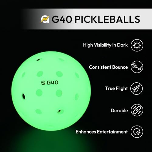 A11N Luminous Pickleballs - USA Pickleball Approved, Light Up Outdoor Balls for High Visibility Nighttime Play, Durable and Glow-in-The-Dark Pickleball Balls - Mix Color & Green