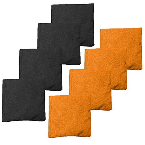 Punchau All Weather Cornhole Bean Bags - Set of 8 American Flag Bags for Corn Hole Toss Game - Regulation Size & Weight - 4 Orange & 4 Black
