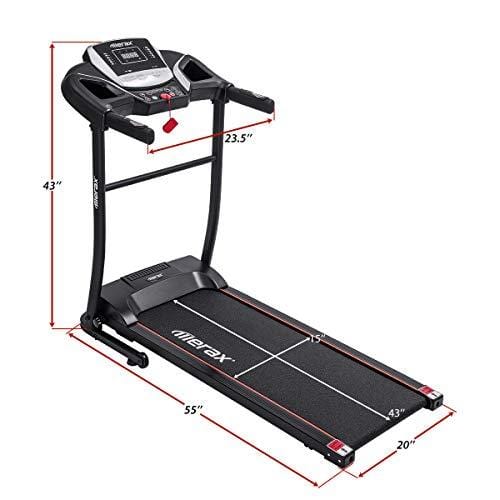 Merax Electric Folding Treadmill – Easy Assembly Fitness Motorized Running Jogging Machine with Speakers for Home Use, 12 Preset Programs (Black)