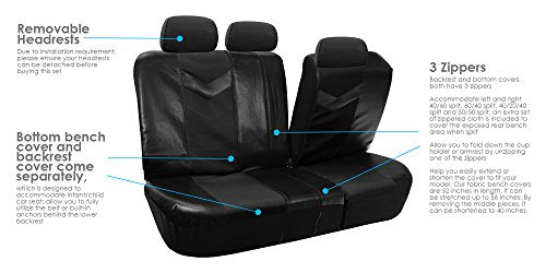 FH Group PU021BLACK-COMBO Seat Cover (Premium Synthetic Leather with Accessories Combo Set Airbag Compatible Black)