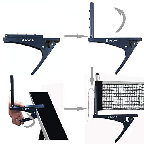 Kioos Collapsible Table Tennis Net Professional Steel Pingpong Net Clip Grip Mesh Training Competition Portable Tension Adjustable Post (Navy Blue)