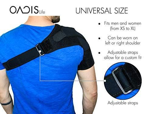Shoulder Brace with Pressure Pad by OacisLife | [2019 Version] Neoprene Rotator Cuff Compression Support Sleeve for Injury Prevention, Dislocated AC Joint, Labrum Tear, Tendonitis and Fracture - For M