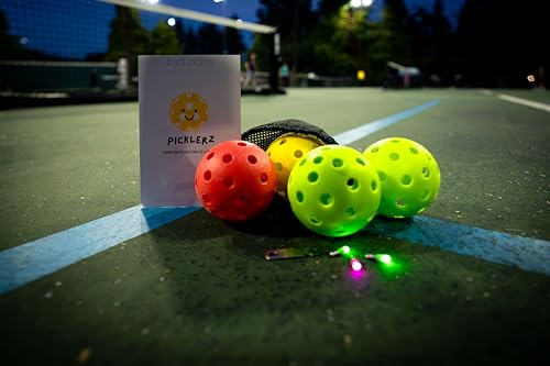 Picklerz LED Light Up Pickleball Balls, Glow in The Dark Pickleball, Pickleball Gifts for Men and Women, Outdoor Pickleball Balls, Pickleballs for Outdoor Play, Wiffle Ball