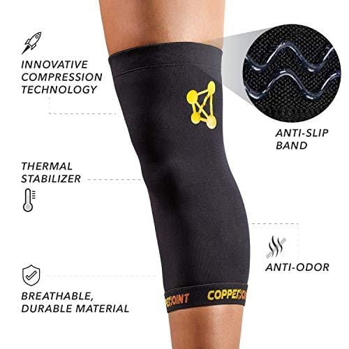 CopperJoint Copper-Infused Compression Knee Sleeve, Promotes Increased Blood Flow to The Knee While Supporting Tendons & Ligaments for All Lifestyles, Single Sleeve (Medium)