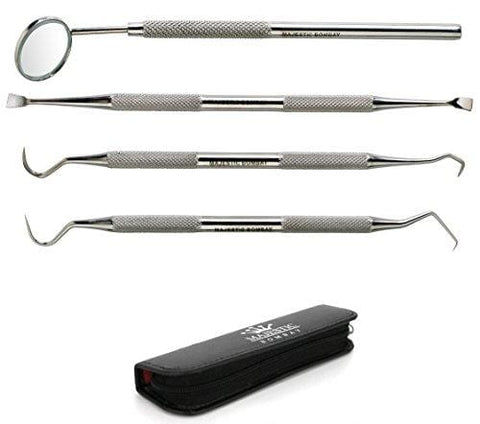 Dental Hygiene Tool Set - Stainless Steel Dental Tooth Pick, Mouth Mirror,Tarter Scraper and Plaque Remover - Dental Tool Kit Is Ideal for Personal Use & Pet Friendly-free Protective Case