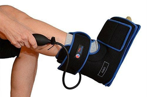 Ankle Cold Compression Therapy Wrap - Reusable Gel Pack and Ball Pump - Xtra Cold Retention - Best Ice Wrap for Achilles Tendon Pain, Foot Sprain & Strain Relief - Sports Injuries (Black)