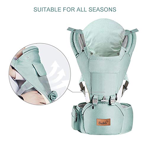 Bable Baby Carrier Hip Seat Grey and Green (Green)