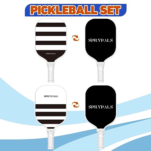 Sprypals Pickleball Paddles, USAPA Approved, Fiberglass Surface Pickleball Set with 2 Rackets, 4 Balls, Bag, Pickleball Paddles Gifts for Beginners& Intermediate Players (Horizontal)