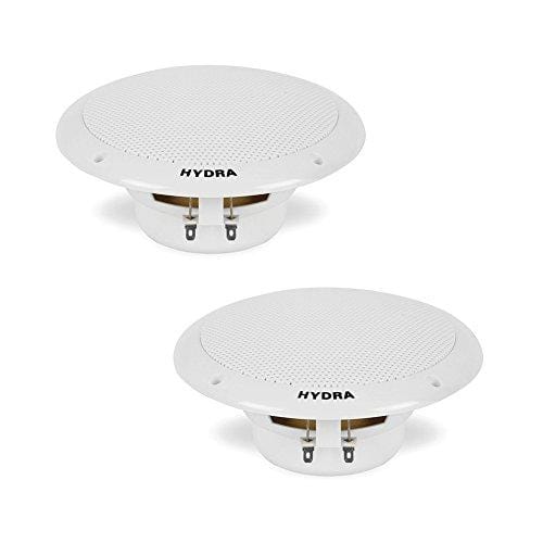6.5 Inch Dual Marine Speakers - 2 Way Waterproof and Weather Resistant Outdoor Audio Stereo Sound System with 400 Watt Power, Polypropylene Cone and Butyl Rubber Surround - 1 Pair - PLMR605W (White)