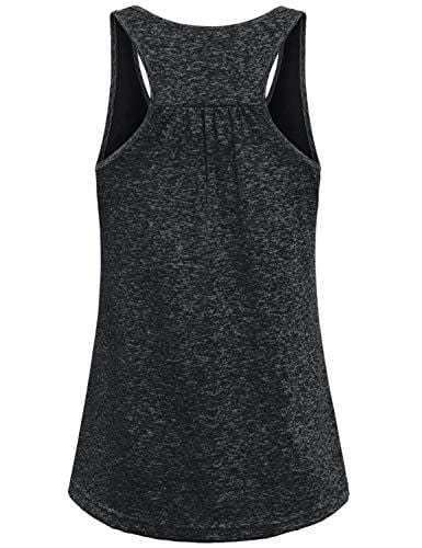 Miss Fortune Sleeveless Yoga Tops for Women, Crew Neck Casual Loose Comfy Burnout Light Breathable Racerback Workout Yoga Tank Tops Shirt Zumba Tennis Tanks Dark Gray M
