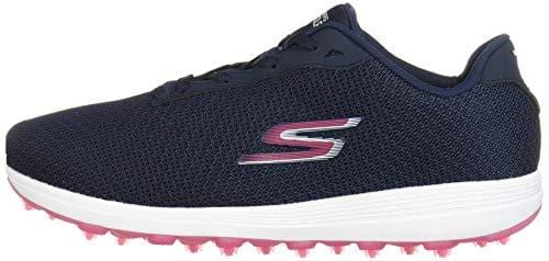Skechers Women's Max Golf Shoe, Navy/Pink Textile, 9 M US