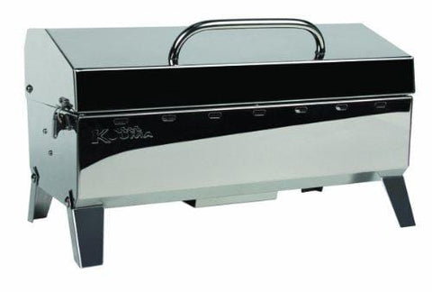 Kuuma Premium Stainless Steel Mountable Charcoal Grill w/Inner Lid Liner by Camco -Compact Portable Size Perfect for Boats, Tailgating and More - Stow N Go 160" (58110)