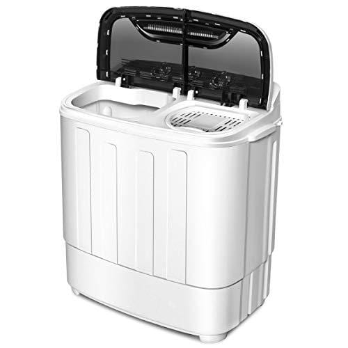 Giantex Portable Compact 13 Lbs Mini Twin Tub Washing Machine Washer Spin Dryer (Black&White)
