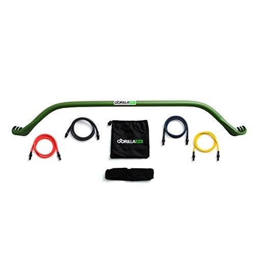 Gorilla Bow Portable Home Gym Resistance Band System, Weightlifting and HIIT Interval Training Kit, Full Body Workout Equipment (Original Green)