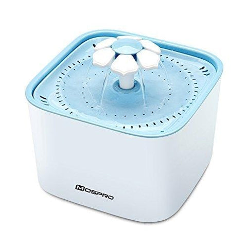 Pet Fountain Cat Water Dispenser - Healthy and Hygienic Drinking Fountain Super Quiet Flower Automatic Electric Water Bowl with 2 Replacement Filters for Dogs, Cats, Birds and Small Animals Blue