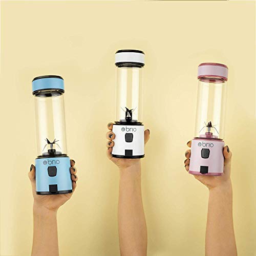 Brio Portable Blender for Shakes and Smoothies - Personal Blender for Gym & Healthy Lifestyle, Glass Smoothie Blender - Mini Blender 450mls, Electric Protein Shaker Bottle, Travel Blender