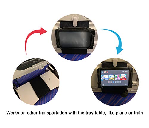 Car Headrest Mount Silicon Holder for Nintendo Switch Console, iPad Mini, Kindle Paperwhite with 3-in-1 Charging Cable (Black)