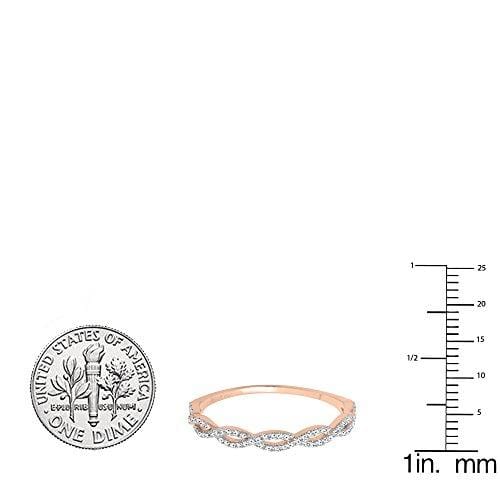 Dazzlingrock Collection 0.20 Carat (ctw) 10K Round Diamond Ladies Swirl Anniversary Wedding Band Stackable Ring 1/5 CT, Rose Gold, Size 7.5