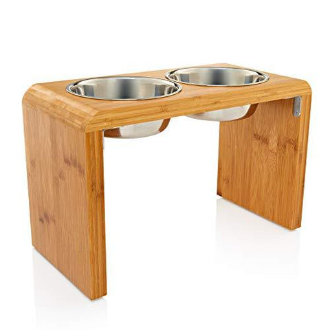 Pawfect Pets Large Elevated Dog Pet Feeder- Large Raised Dog Bowl Stand- Includes 4 Stainless Steel Bowls (12 inch)