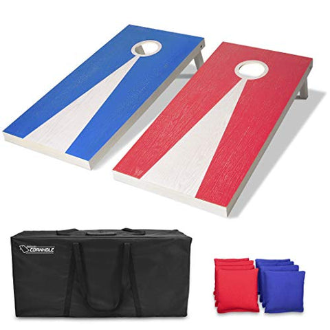 GoSports Regulation Size Solid Wood Cornhole Set - Includes Two 4' x 2' Boards, 8 Bean Bags, Carrying Case and Game Rules