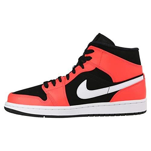 Nike Men's Air Jordan 1 Mid Basketball Shoe, Black/Infrared 23/White, Size 8