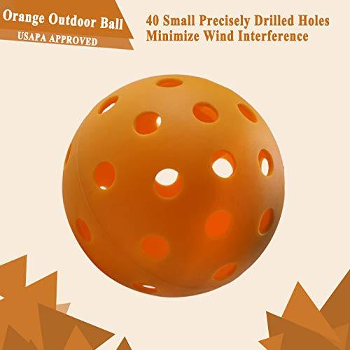 SHOWPIN Pickleball Balls Outdoor Pickleball Balls with 40 Holes, Orange (Outdoor 6 Pack)