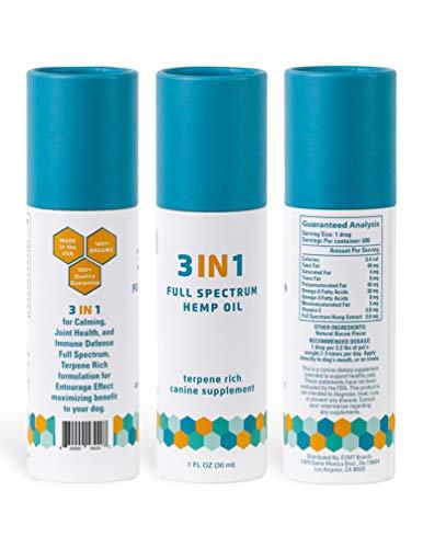 Hemp Oil For Dogs - Terpene Rich Full Spectrum Hemp Oil for Dog Anxiety Relief, Dog Joint Pain Relief & Joint Support for Dogs, and Dog Immune Support. Contains Human Grade Ingredients.