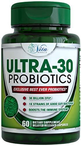 Best Probiotics for Women Men - 30 Billion CFU Probiotic with Prebiotics Supplement 18 Strain Patented Delayed Release Capsules Mens and Womens Digestive Health Supplements
