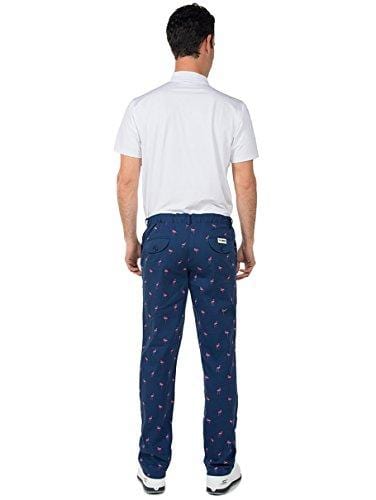 Tipsy Elves Men's Fairway Flamingo Loud Golf Pants - Crazy Golf Pants: Large