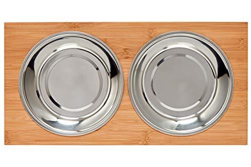 Premium 7" Elevated Dog and Cat Pet Feeder, Double Bowl Raised Stand Comes with Extra Two Stainless Steel Bowls. Perfect for Dogs and Cats.